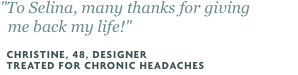 "To Selina, many thanks for giving me back my life"